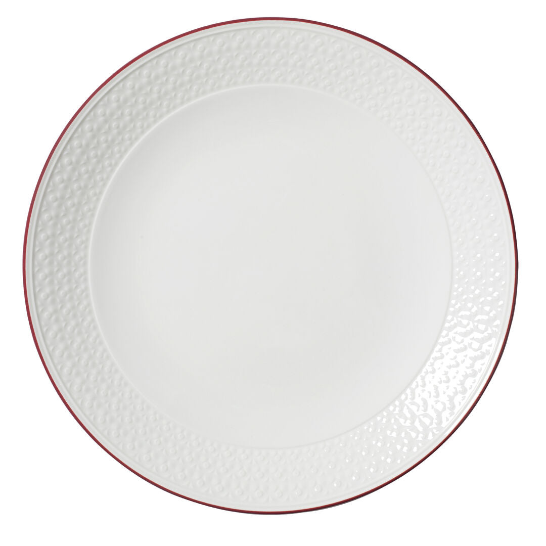 Bead Maroon Band Accent Coupe Plate 28.5cm (11 1/4")