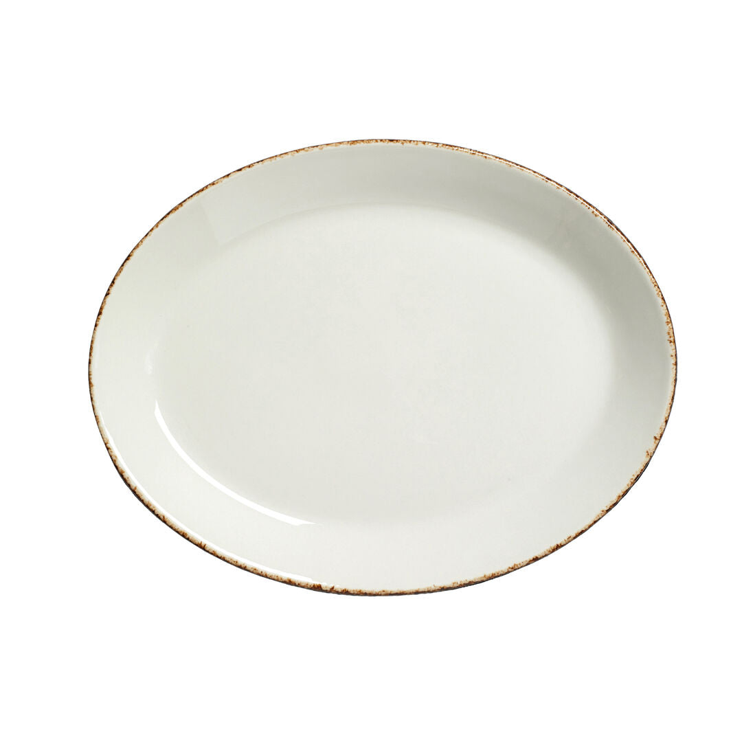 Brown Dapple Oval Coupe Plate 28cm (11")