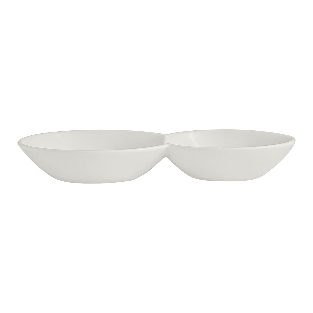 RO White Album 2 Compartment Gourmet Sauce Dish 18 x 2.5cm 17cl (7 1/8 x 1" 6oz)