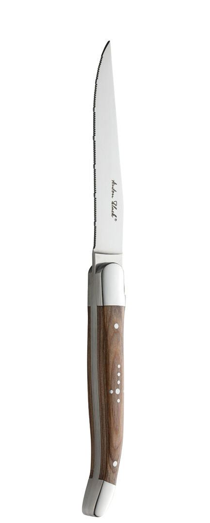 Laguiole Wood Handled Steak Knife - Serrated Edge