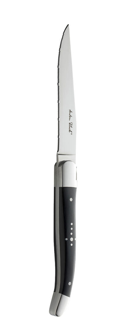 Laguiole Black Handled Steak Knife - Serrated Edge
