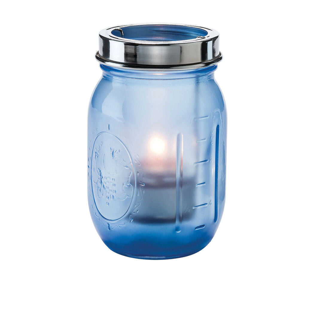 Firefly Satin Dark Blue Glass Lamp With Cradle And Handle
