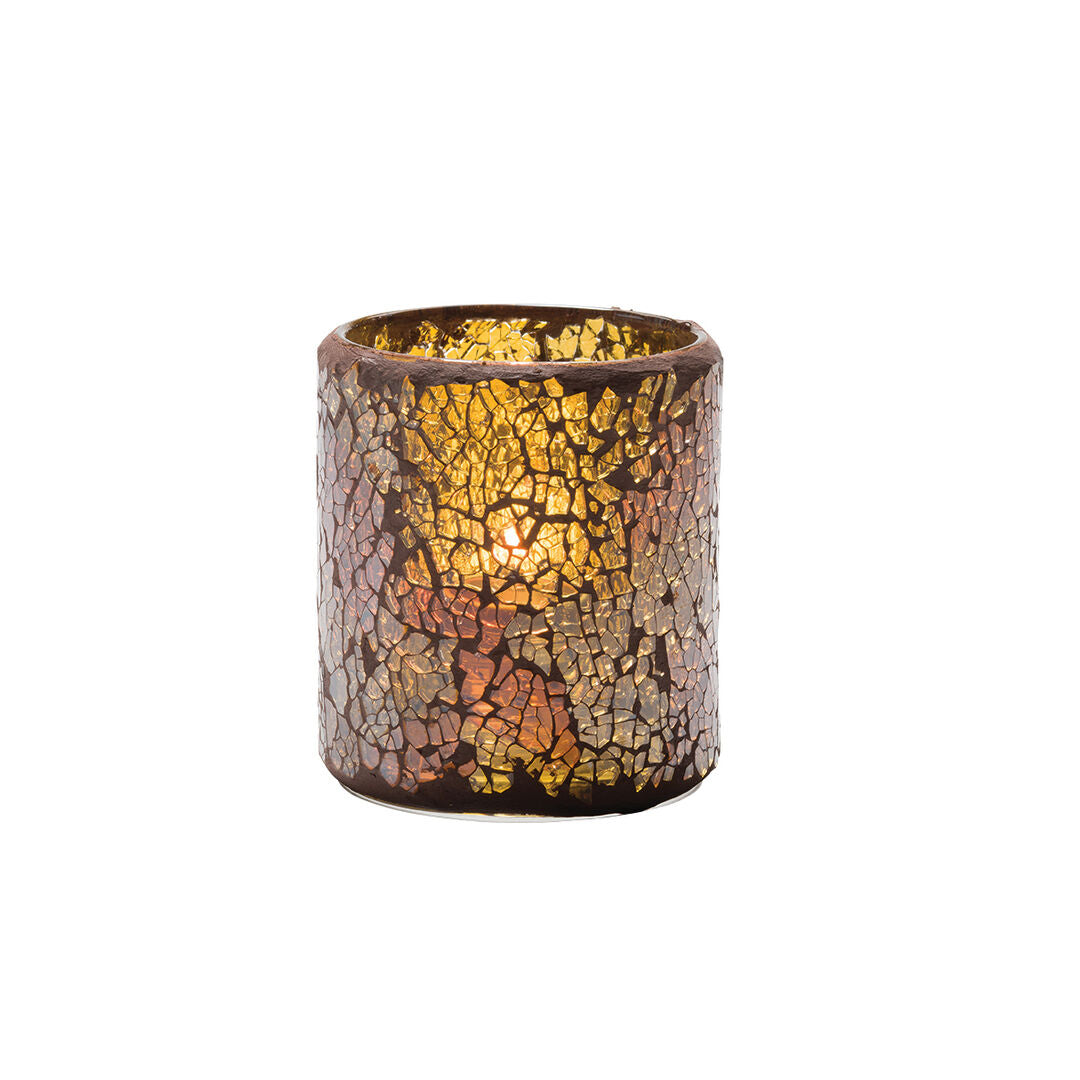 Crackle Gold Glass Votive Lamp 7.6 x 8.3cm (3 x 3 1/4")