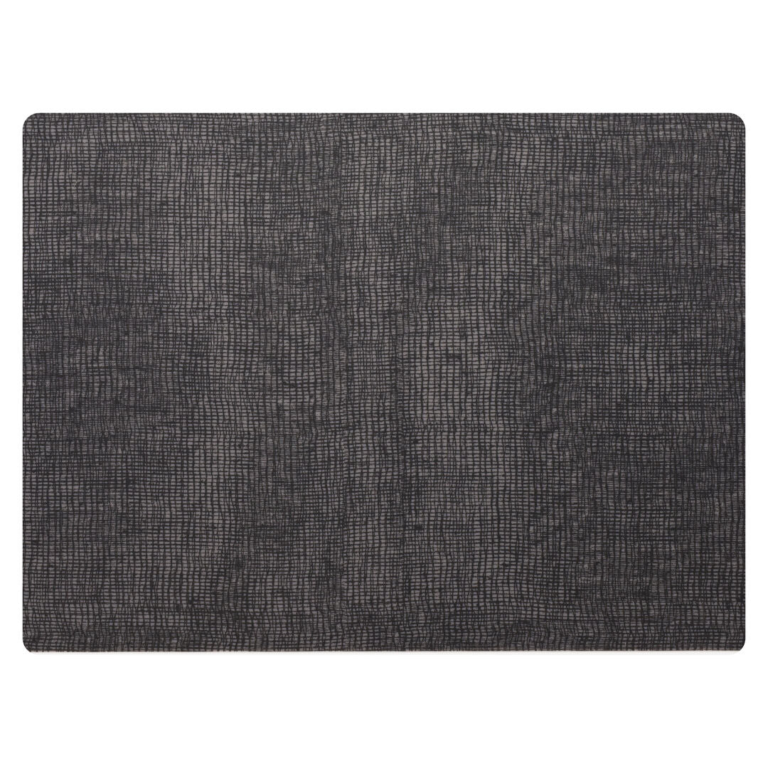 Modern Twist Linen Black Grey Silicone Placemat 30.5 x 40.6cm (12 x 16")